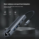 5 in 1 Type-C HUB Converter 4K HDMI 2 5Gbps USB3.0 65W PD RJ45 PC Adapter A