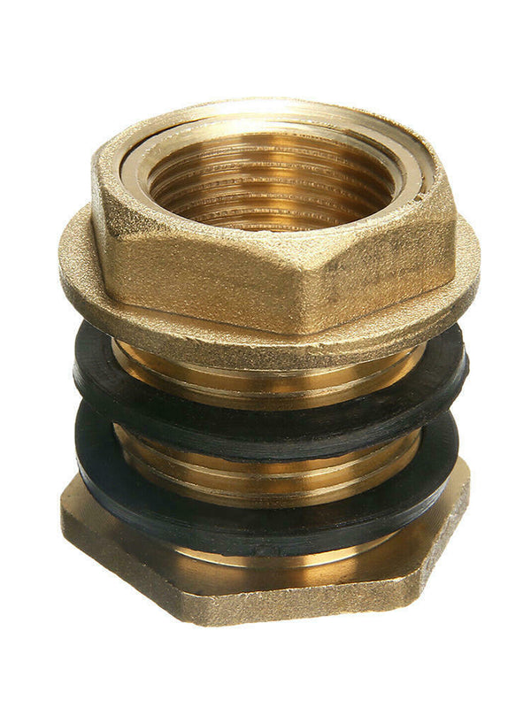 Water Tank Connector 3/4" Female 1" Male Brass Garden Fitting with 2 Rubber Ring