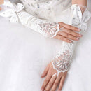 White Finger Bowknot Pearls Bridal Gloves Bridal Formal Wedding Gloves W4I4
