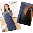 Adults Denim Blue Cooking Kitchen Restaurant Work Bib Apron Dress with Pocket FT