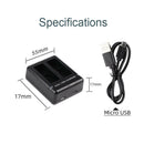 Dual Battery Charger USB C + Micro USB Input for GoPro Hero 9 Hero9 Black