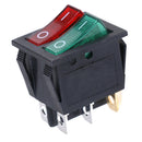 6 pin on/off double spst rocker boat switch 250V/15A 125V/20A red green light-ME