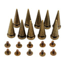 10 Sets Alloy Cone Spike Studs Rivets Leather Craft Punk Rock Rivets Bronze
