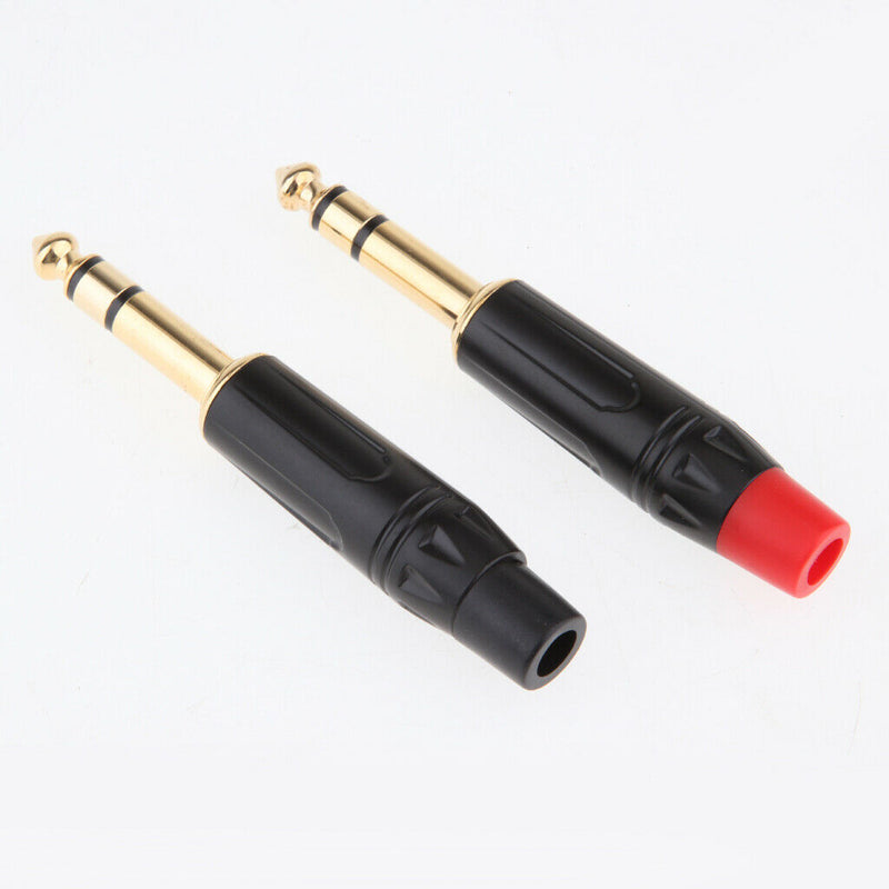 4Pieces 6.5mm 3Pole Male Amplifier Audio Solder Jack Plug Adapter