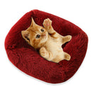 Pet Nest Soft Plush Kennel Dog Bed Warm House Puppy Cushion (Wine Red XS) A