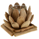Retro Handmade Wood Lotus Candle Holder Crafts Home Wedding Decor