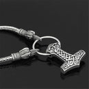 Men's Norse Viking Odin's Crow Chain&Thor Hammer Mjolnir Pendant Necklace Gifts