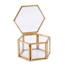 Geometric Clear Glass Jewelry Box Jewelry Organizer Holder Tabletop Succule D7C8