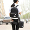 3pcs Set Women Canvas Backpack Big Student Book Bag with Purse Laptop Bag H S9M5