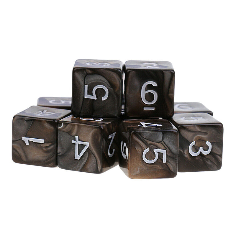 10pcs 6 Sided Dice D6 Polyhedral Dice for Dungeons and Dragons Table Games Gray