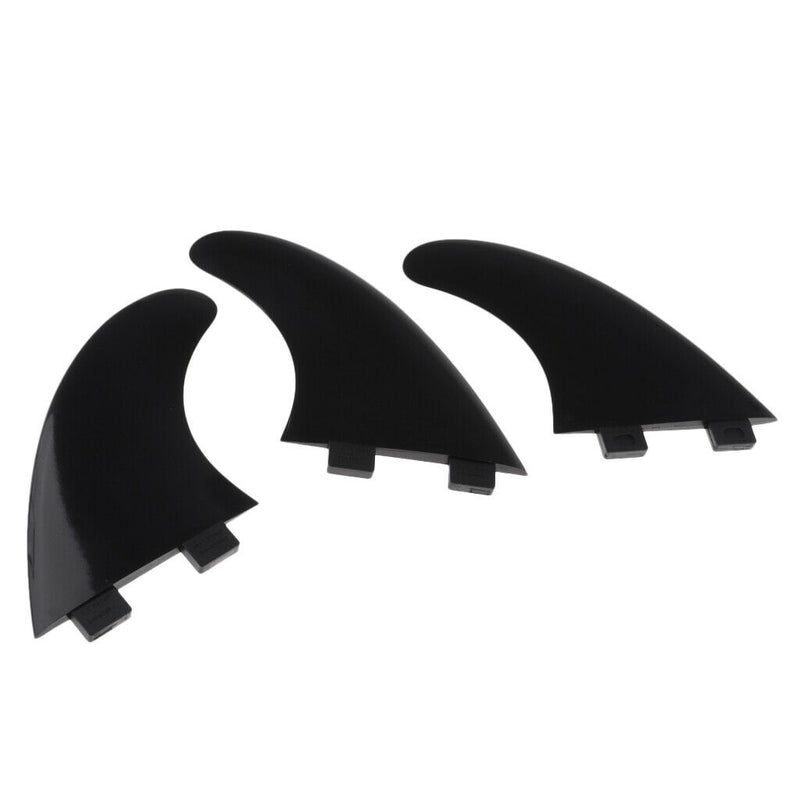 Pack of 3 Premium Surfboard Fins - Thruster Surf Fins -  G5 Tri Fins - Black