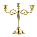 European 3 Arms Candelabra Candle Holder for Decoration  Golden