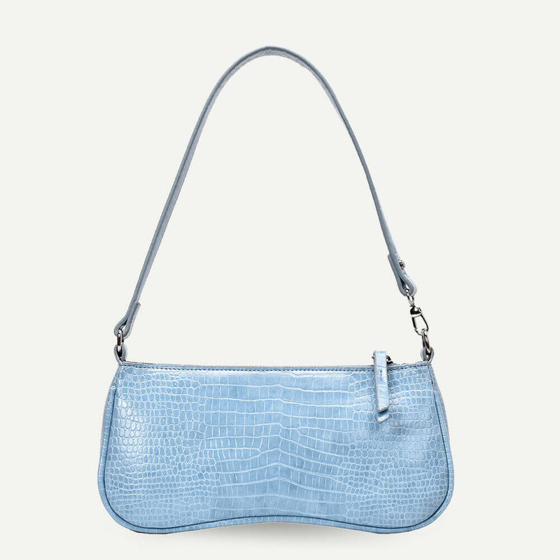 Women Totes Bags Alligator PU Elegant Shopping Shoulder Handbag (Blue)
