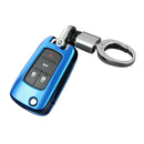 Flip Key Fob Chain For Chevrolet Buick Keychain Accessories Case Cover Ring Blue