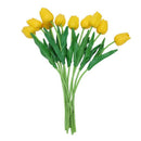 10pcs Yellow Latex Real Touch Tulip Flower with Leaves For Wedding Bouquet