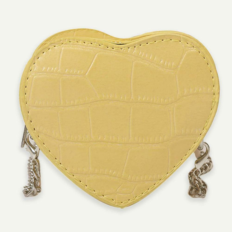 Love Heart Crossbody Handbag Women Kids Leather Small Shoulder Bag (Yellow)