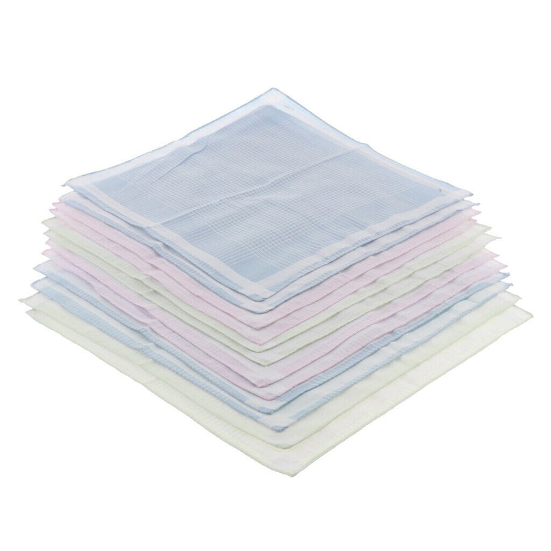 12pcs Men Women Classic Plaid Cotton Pocket Handkerchief Pocket Square Hanky