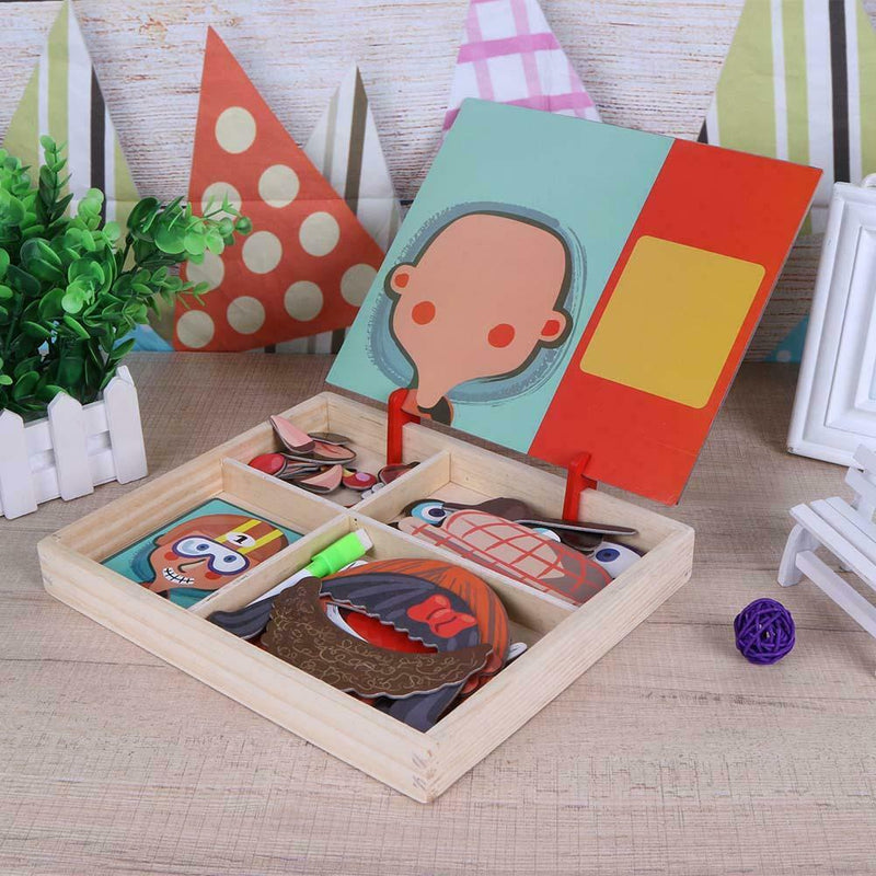 Baby Wooden Magnetic Puzzle Board Dress Up Games Children Educational(04)