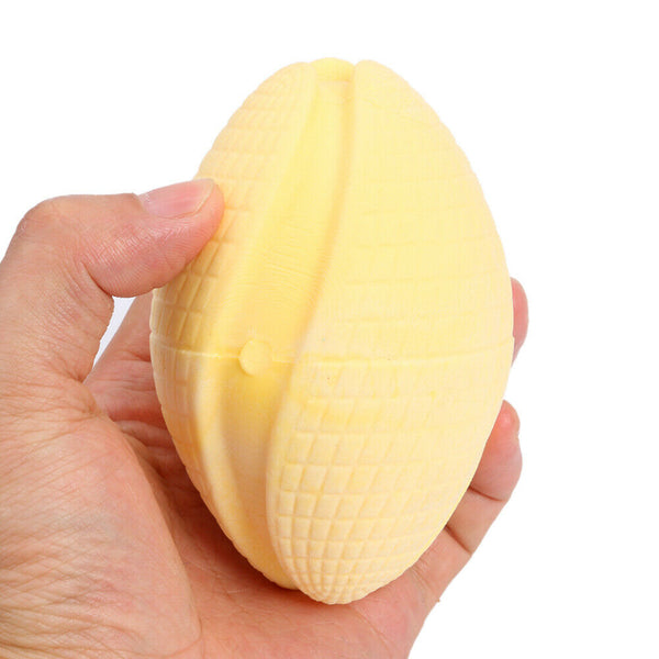 Pet Rugby Shape Chew Toys Dog Bite Tooth Clean Interactive Balls (Yellow) A#S