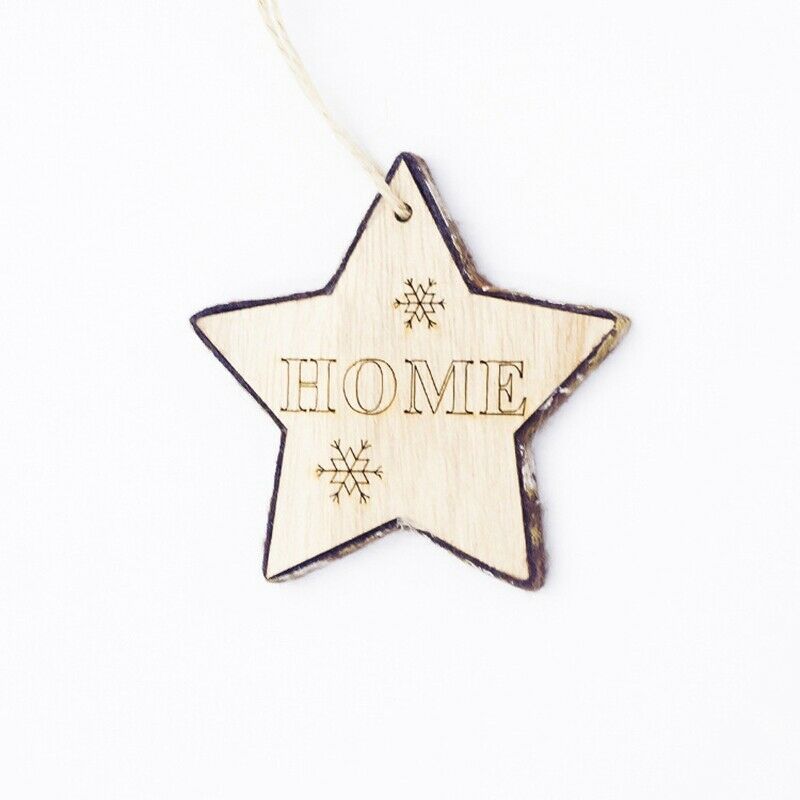 20Pcs/Set Letters and Snowflake Engraved Wooden Christmas Pendants Decorati A6O2