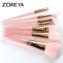 Zoreya 7Pcs Makeup Brushes Pink Cosmetic Brush Set With Leather Bag Powder