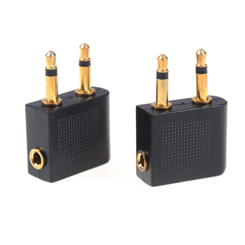 5Pcs 3.5mm pro airline airplane golden plated headphone jack plug adapter KQBX
