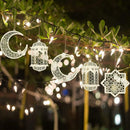 3Pcs Wooden Eid Mubarak DIY Moon Hanging ornament Wall Art Craft Home Decoration