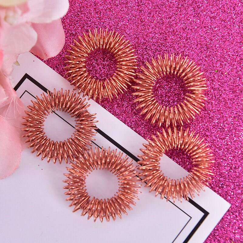 5pcs Copper Color Finger Massage Ring Acupuncture Ring Body Relax Hand Massa Kw