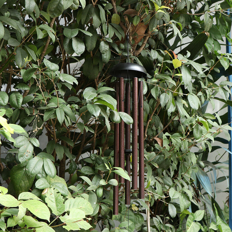 5 Tubes Wood Metal Aluminum Wind Bell Chimes Hanging Home Decoration Crafts Wind
