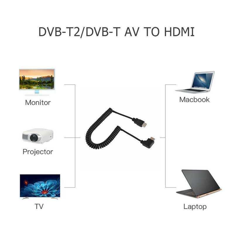Left Angled 90 Degree HDMI to HDMI Male to Male Cable Spring 1080P Wire
