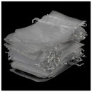 100 Ivory Organza Wedding Favour Bags Jewellery Pouches 9cm x 12cm