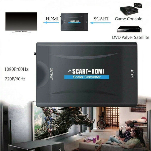 SCART/HDMI to HDMI 1080P HD Video Converter Adapter Upscaler For STB DVD HDTV