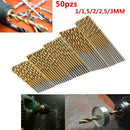 New Titanium Coating High Speed Steel Drill Bit Set Tool 1/1.5/2/2.5/3mm 50pcs