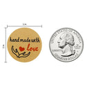 Handmade With Love Stickers, 1 Inch Round Handmade With Love With Red Heart Q9K1
