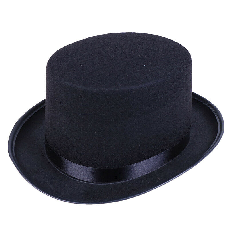 Black Top Hat Magician Costume Tuxedo Mat Hatter Wedding Christmas Party Fo Gw