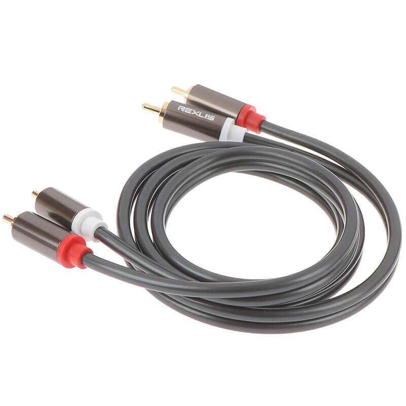 1m 2RCA Male to 2RCA Male Stereo Audio Cable Plated for HDTV DVD VCD Amplif 3C