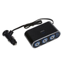 3 Way Car Cigarette Lighter Socket Triple Splitter DC 12V 24V LED Light Swi