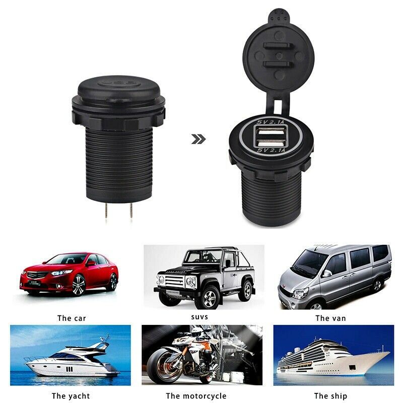 5V 4.2A Dual 2USB Charger Socket Adapter Power Outlet for 12V 24V Car Motor I9M2