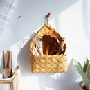 Wicker brown wood wall hanging pocket basket flat back door country decorB BX