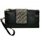 Women PU Leather Fashion Black Rivet Handbag Clutch Bag Zipper Long Wallet