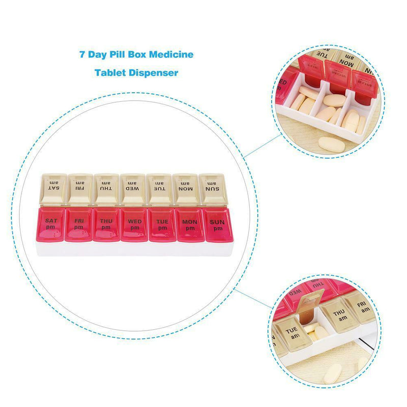 14 Grids Weekly Pill Box Plastic Medicine Dispenser Case Storage Container