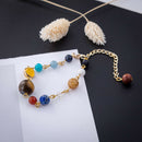 Handmade Galaxy Solar System Eight Planets Theme Natural Stone Beaded BraceletJR