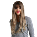 Women Mix Colors Gradient Long Straight Synthetic Wig 24" for Party/DailyUse