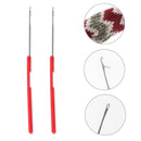 2pcs Plastic Handle Metal Tongue Sewing Needle Crochet Hooks Craft Weave