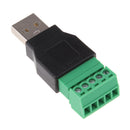 USB 2.0 A Screw Terminal Block Connector Male to 5 Pin Female Connector (1Pack)