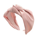 Women Headband Knot Solid Wide-brimmed Fabric Girl Hair Accessories (Pink) A