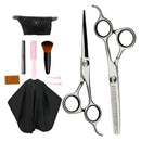Hairdressing Barber Scissors Hair Cutting Capes Cloth Shears Set Kit Black