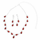 Women's Jewelry Set Bridal Wedding Red Teardrop Pearls Crystal Rhinestone N