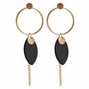 Fashion Necklace, Womens Tassel Geometric Wooden Tassel Long Earrings(Black