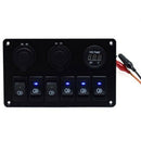 USB Charging ABS 12V 24V 6 Gang Rocker Switch Panel Dual USB Waterproof Cir